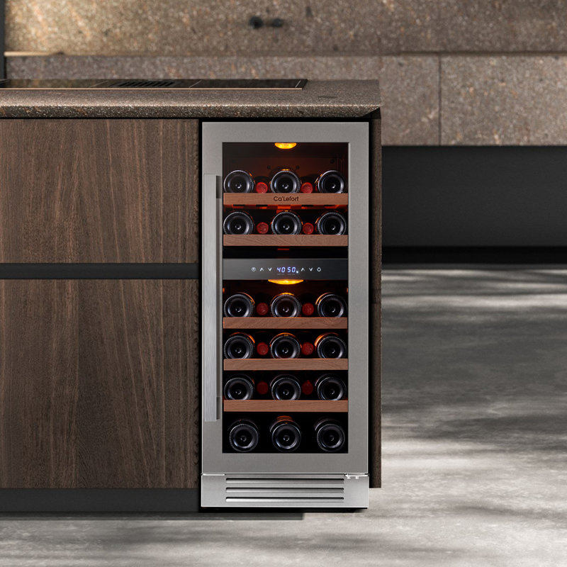 Calefort 15'' Wine Refrigerator 28 Bottle Dual Zone Built-in Wine Cooler