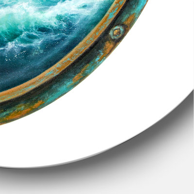 " Cabin Window Showing Ship In Stormy Ocean " Painting Print