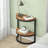 Slim Half Moon 2-Tier End Table - Rustic Brown, Semi-Circle Design, Space-Saving