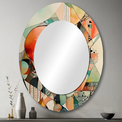 Joyful Geometric II - Miroir mural moderne ovale