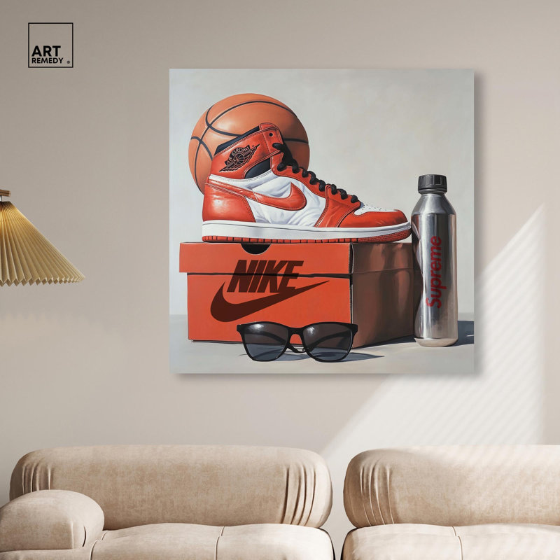 Art mural Basketball, H 40 po x l 40 po, Toile tendue