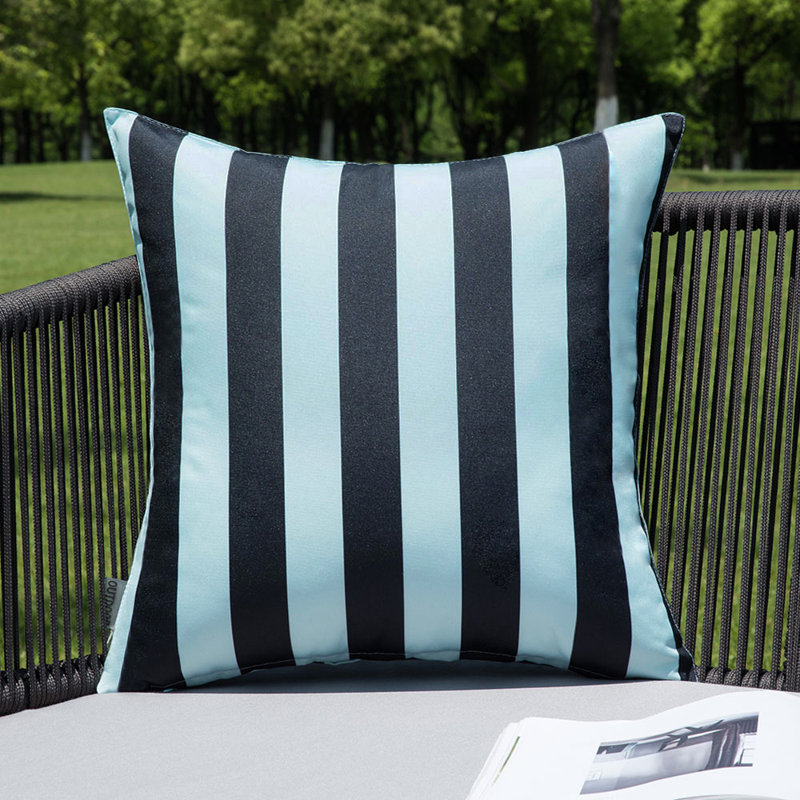 Outdoor Striped Pillow Cover, Blue