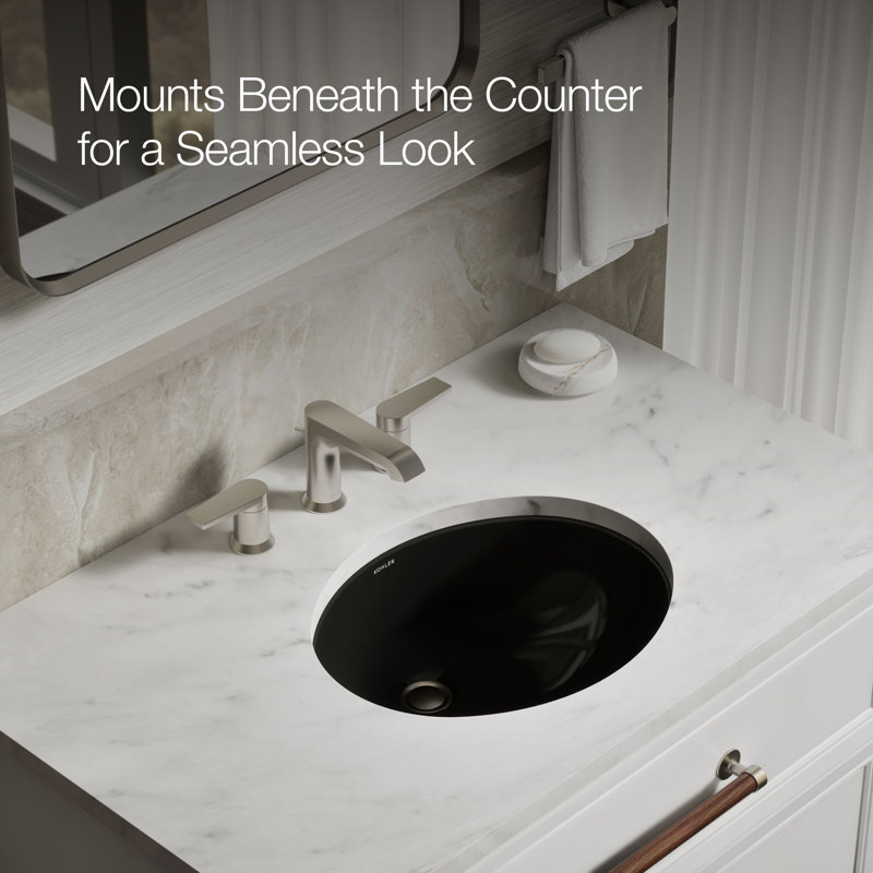 Caxton® Ceramic Oval Undermount Bathroom Sink with Overflow, Black