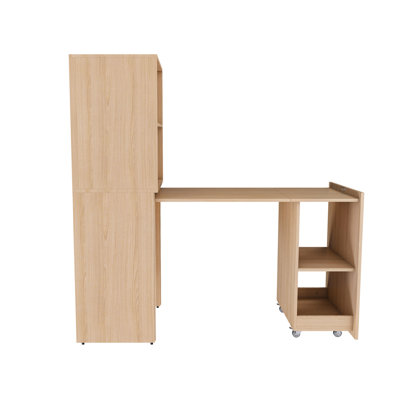 Bureau pliable extensible avec fonction de rangement et roulettes universelles, pour dortoir, étagères à quatre niveaux, poignées latérales, fermeture magnétique sur 360 °, bureau idéal