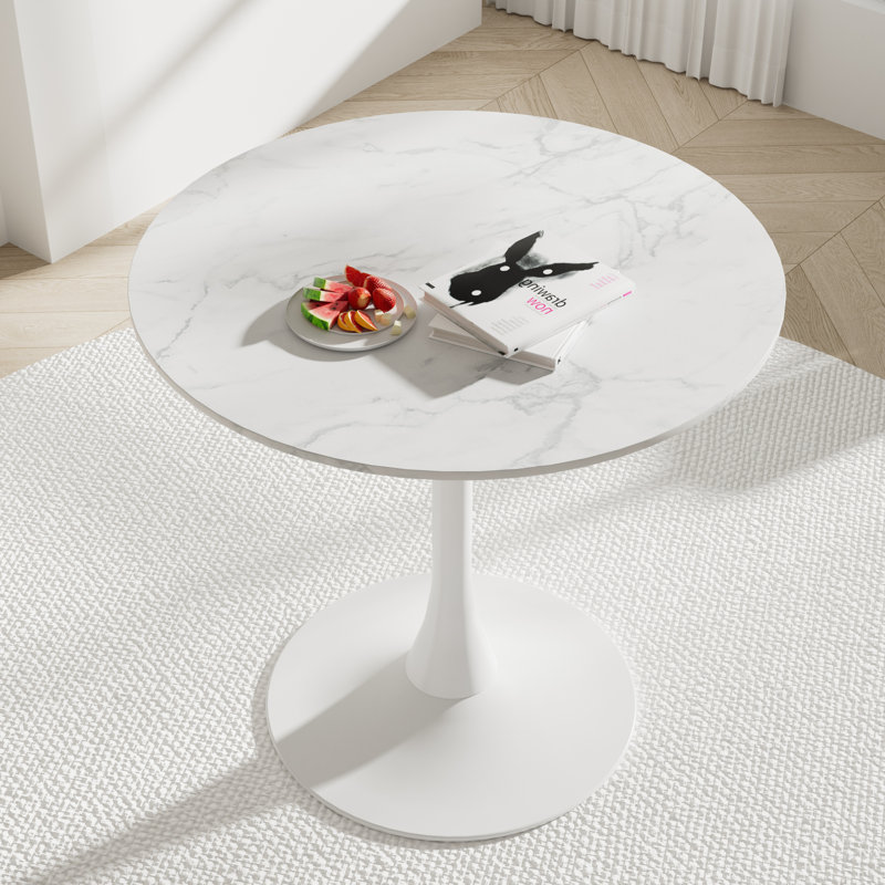 Table de salle à manger Marble, Blanc, 31.5