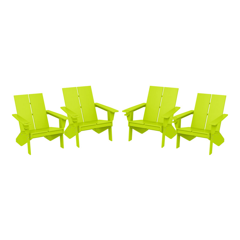Chaise Adirondack moderne en poly (ensemble de 4), noir, Vert citron
