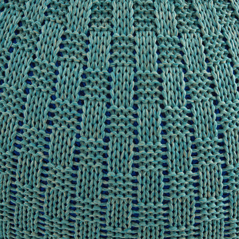 Upholstered Pouf, Light Green Polypropylene/Olefin