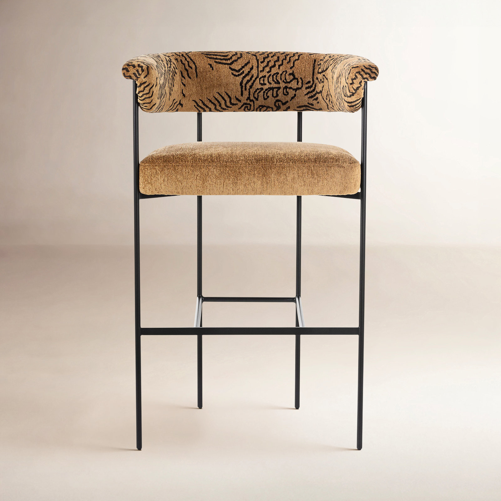 Lyssa Counter and Bar Stool, Bar Stool (30.5" Seat Height), Abstract, Dharma Ochre Viscose (Rayon) Blend