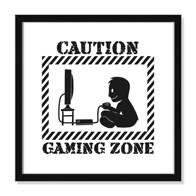 Impression sur papier Juvenile Gaming Gaming Zone Kids, H 17 po x l 17 po x P 1,19 po, Encadré de boîte noir