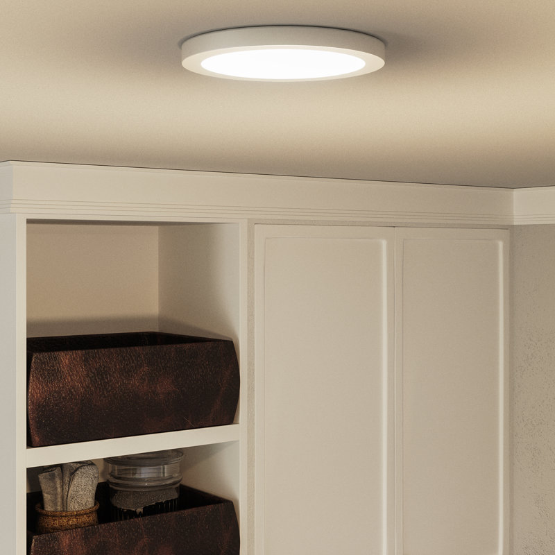 Plafonnier encastré 1 lumière DEL Naquin, H 1 po x l 7,5 po x P 7,5 po, Blanc lustré