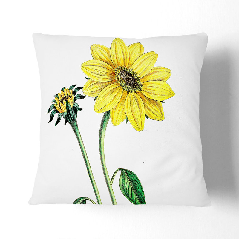 Floral Square Cushion, 55cm H x 55cm W x 20cm D, White