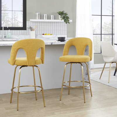 Caden 26" Fixed-Height Counter Stools with Metal Legs & Round Footrest