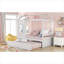 Lit plateforme simple en bois massif Clean White avec lit gigogne supplémentaire pour chambre résidentielle