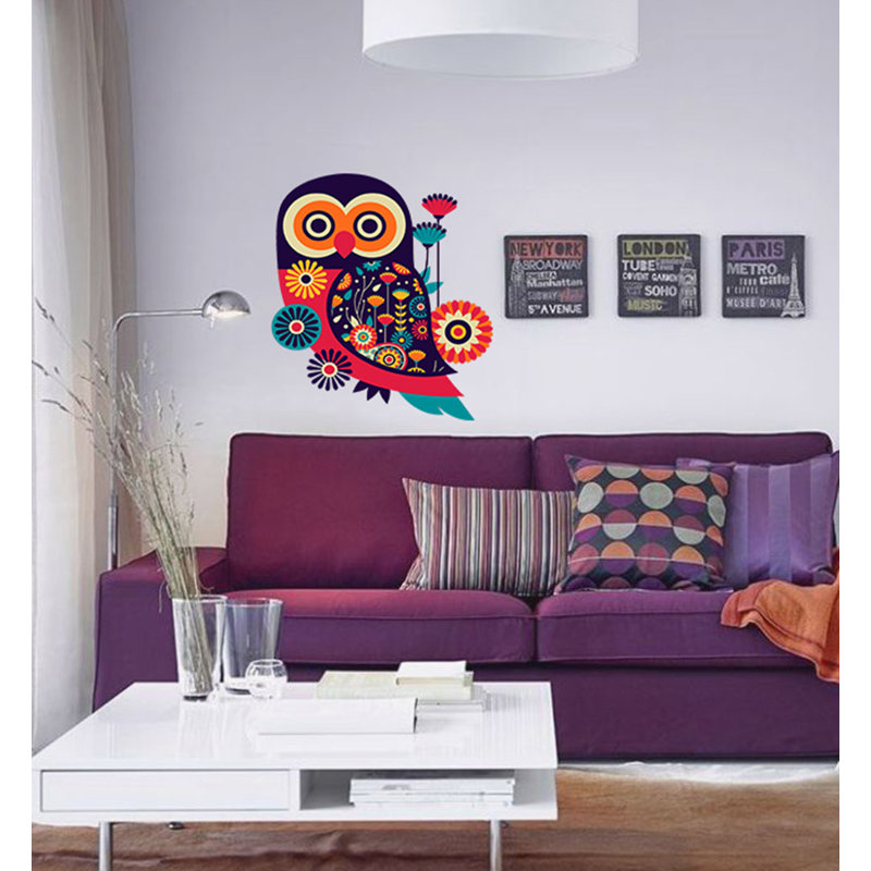 Adhésif décoratif hibou Boho, autocollant mural hibou Boho, H 36 po x l 33 po