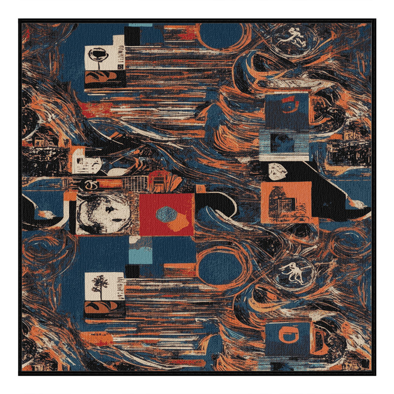 Washable Album Cover Art Music Area Rug, Square 6'