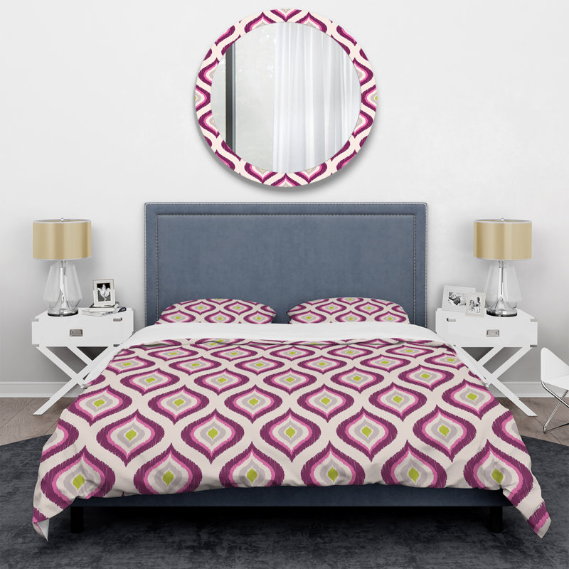 Ensemble de housse de couette à motif abstrait mauve, Housse de couette pour très grand lit et 2 très