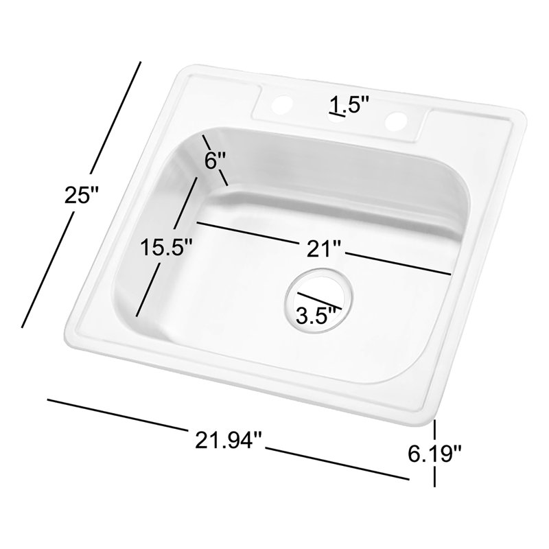 Kingston Brass Gourmetier Self-Rimming Single Bowl Bar Sink Brushed