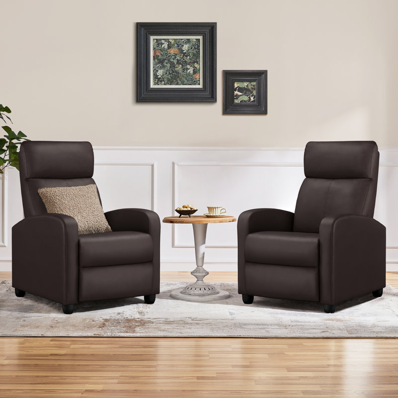 Mcghee Faux Leather Recliner, Brown Faux Leather