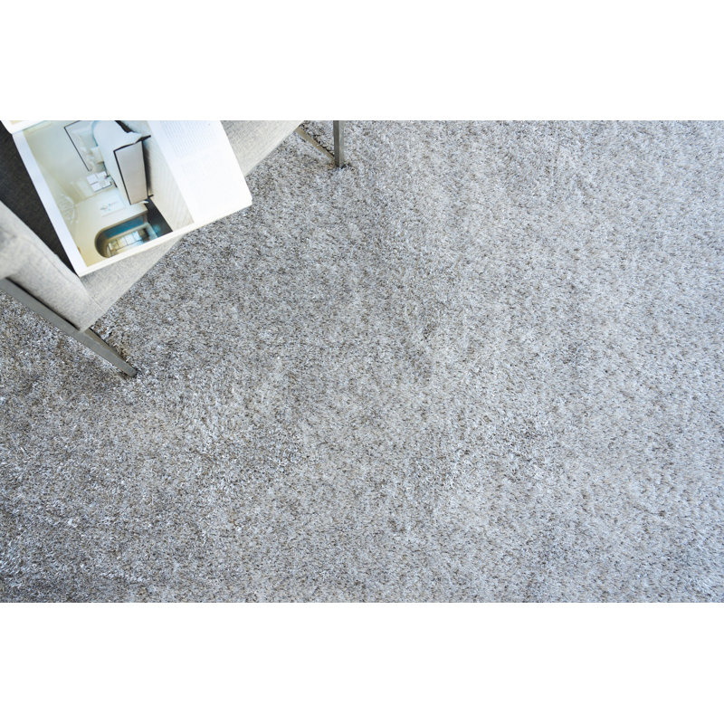 Luxe Shag Powerloom Microfiber/Polyester Area Rug in Silver, Rectangle 10' x 14'