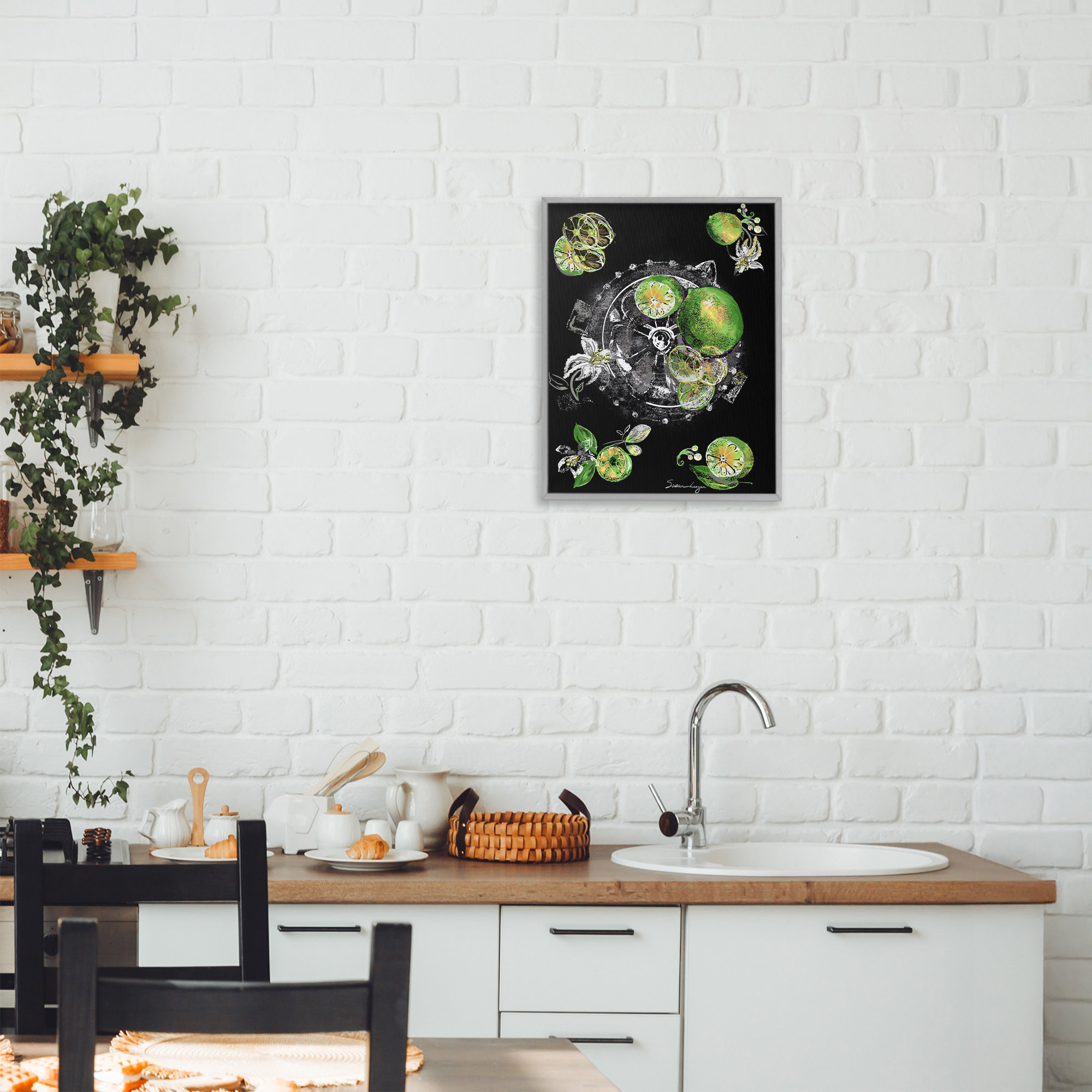 Ebern Designs Sliced Limes Juicer Framed Giclee, design by Susan Lugar ...