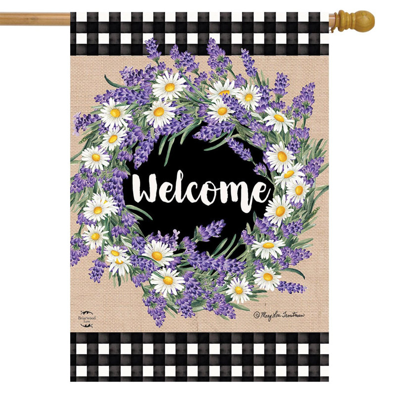 Lavender and Daisies Spring House Flag