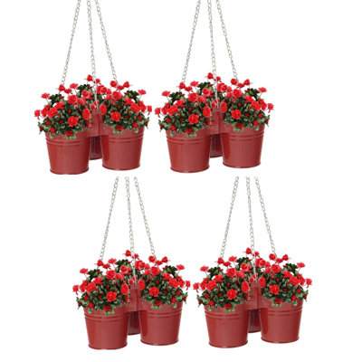 Enameled Galvanized Steel Triple Hanging Planter