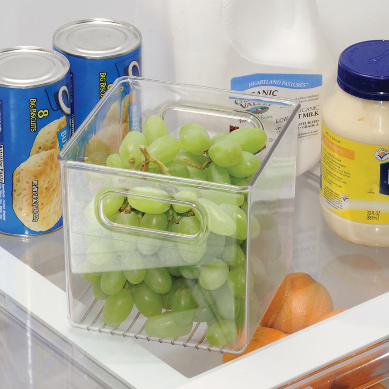 iDesign Set of 4 Cube Storage Bins with Handles for Pantry  - Clear