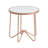 White Frosted Glass Top Round Table In Rose Gold Finish