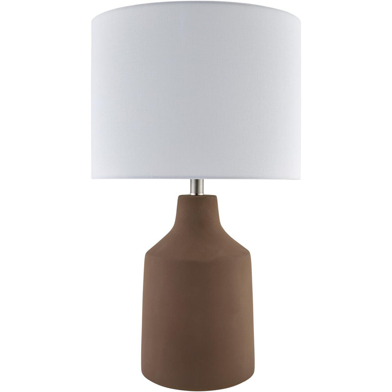 Lockwood Concrete Table Lamp with Linen Shade, Brown, White