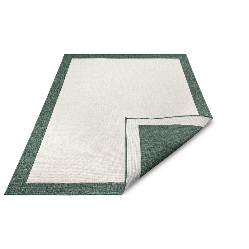 Panama Flatweave GreenCream Rug, Rectangle 80 x 150cm