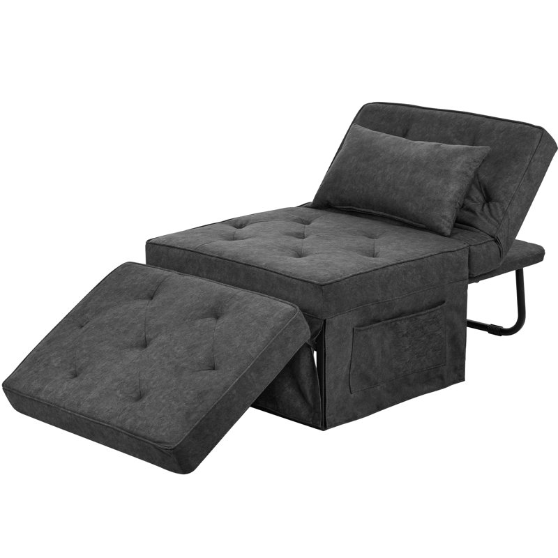 Bocanegra 73'' Length  4-in-1 Multi-function Convertible Folding Sofa Bed Ottoman, Dark Gray