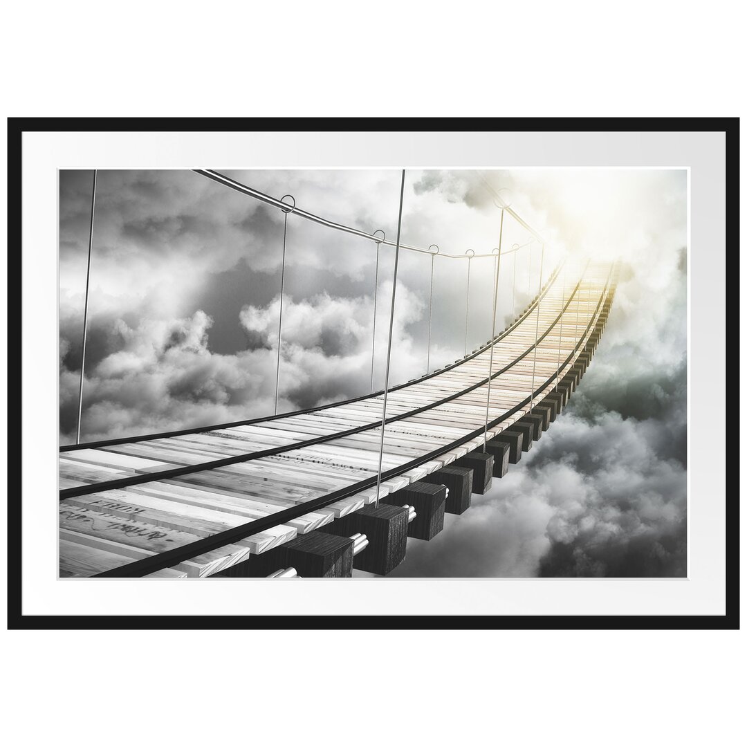 Holzbrücke in den Wolken Gerahmter Fotokunstdruck Poster