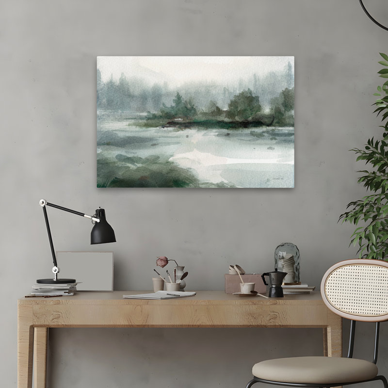 Manche - Manche bleue, gris, vert, art, H 16 po x l 24 po