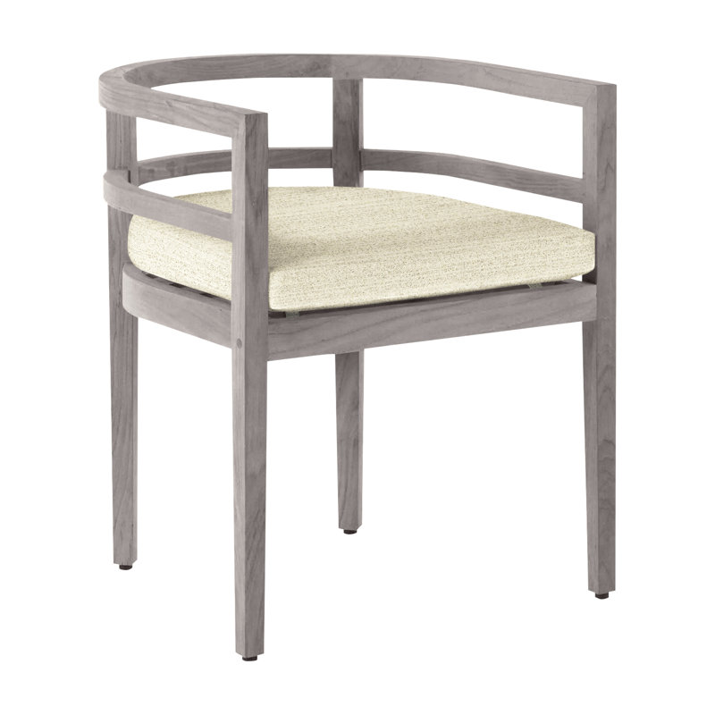 Santa Barbara Patio Dining Armchair with Cushions, No Welt, Herringbone Sand, Oyster Teak