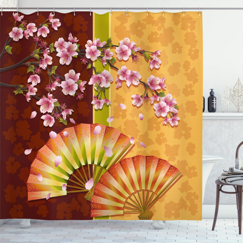 Floral Shower Curtain with Hooks Included, 75" H x 69" W