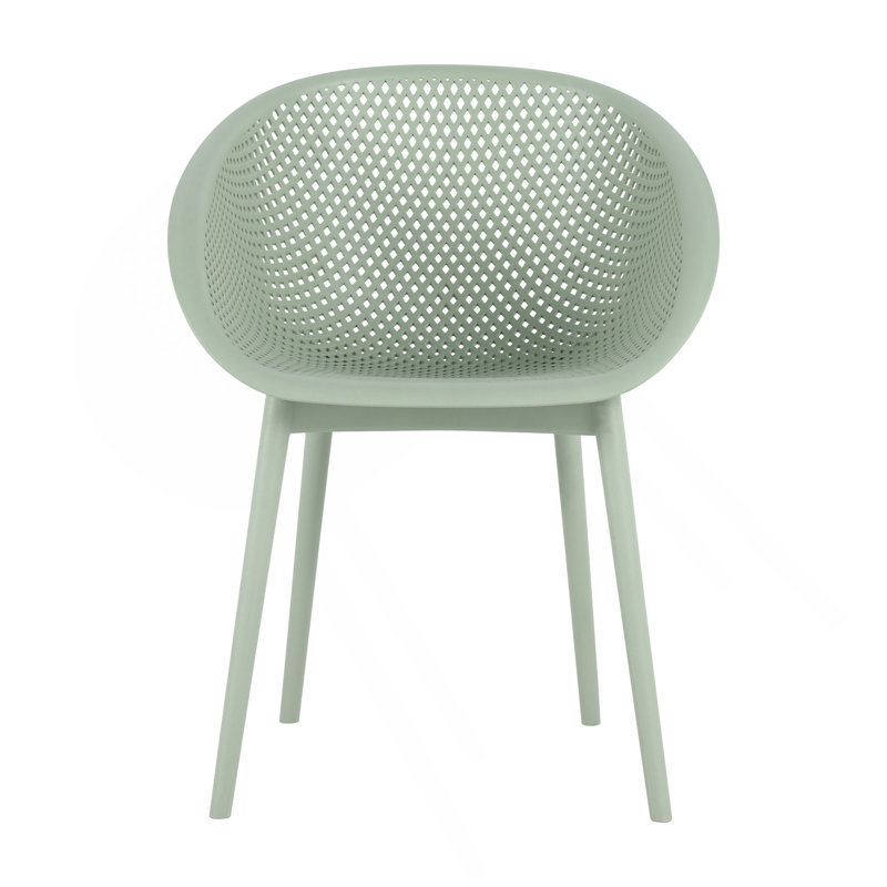 Été - Ensemble de 2 chaises longues modernes - Plastique PP intérieur / extérieur toutes saisons, léger pour patio, plage, salon (vert pâle)