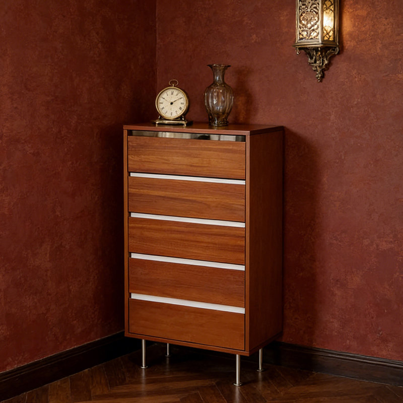 Armoire de rangement durable à 5 tiroirs de style rétro