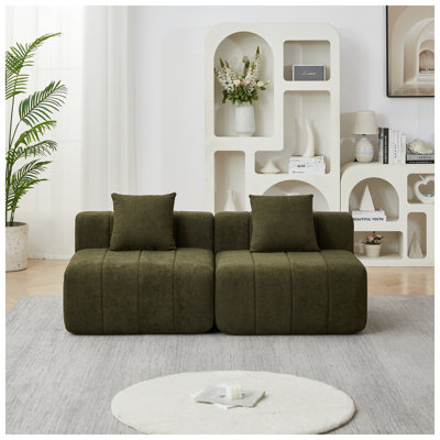 Canapé modulaire en chenille vert