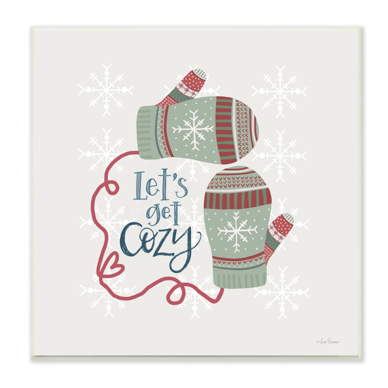 Let 's Get Cozy Winter Mittens Snowflake, H 12 po x l 12 po x P 0,5 po, Plaque murale