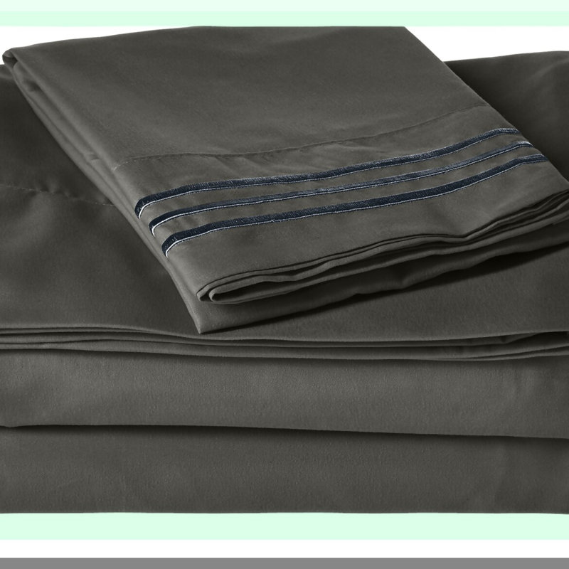 UltraSmooth WrinkleGuard 4-Piece Sheet Set, Fade Resistant, Deep Pocket, Luxe Bedding Collection, Gray, Twin XL Sheet Set