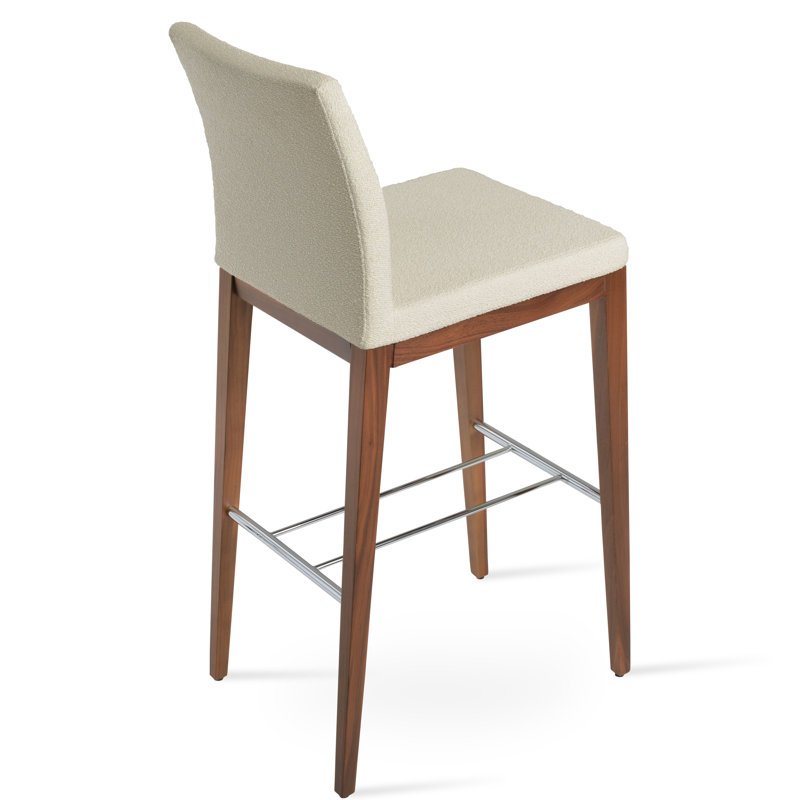 Tabouret de bar Aria, Noyer, Similicuir rouge en microfibres de polyester et de