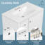 Meuble-lavabo autoportant de 30 po avec lavabo en céramique - Tiroirs à fermeture en douceur et structure en bois massif - Armoire de rangement en panneau de fibres à densité moyenne peinte avec tablettes-114286762