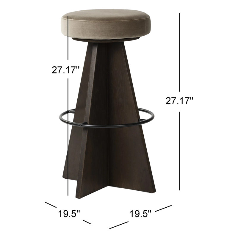 Damon Swivel Stool-Sapphire Khaki-Counter, Gray, Brown, Counter Stool (27.75" Seat Height)