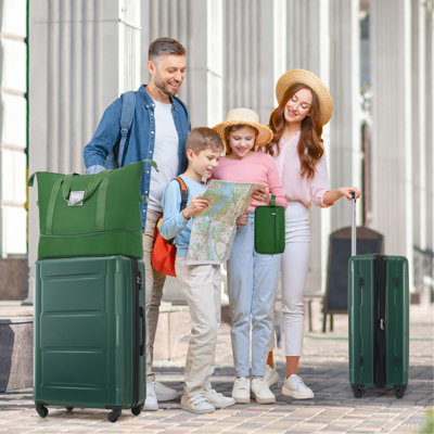 Ensemble de 2 valises avec sacs Valise à roulettes extensible ABS avec serrure TSA 20 pouces + 28 pouces