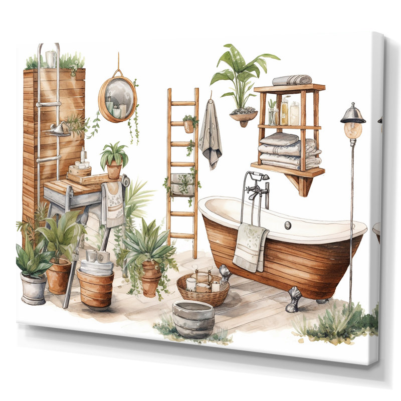 «Natural Bathroom Decor», reproduction d'art sur toile, H 12 po x l 20 po x P 1 po, Toile tendue