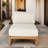 Guzal Acacia Wood Rope Weaving Patio Outdoor Armless Sofa With Cream Cushions