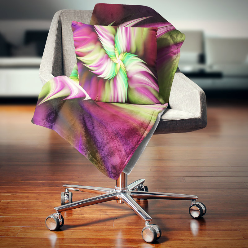 Énorme fleur rotative - coussin à imprimé floral, 16 po x 1 po, Rose / vert