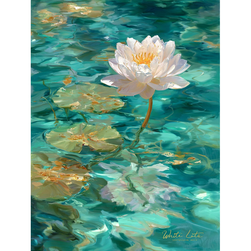 «White Lotus Serenity», art mural sur toile tendue, H 40 po x l 30 po x P 1,5 po