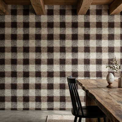 Woven Textile Wallpaper Plaid Checkered Pattern Wall Mural