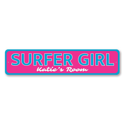 Enseigne en aluminium Surfer Girl